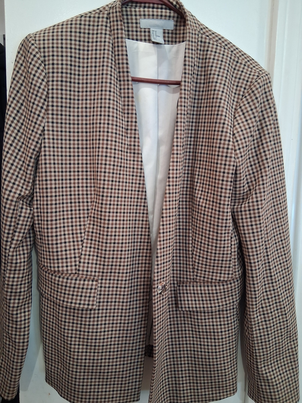 H&M Checked Blazer in Tan and Black